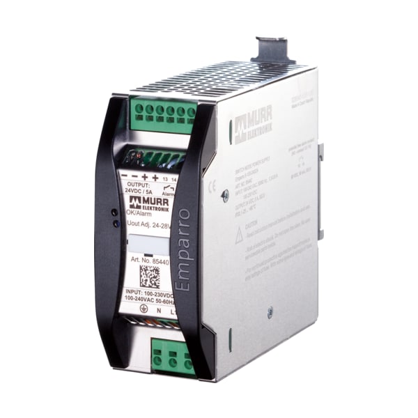 Murrelektronik EMPARRO POWER SUPPLY 1-PHASE, IN: 100-240VAC OUT: 24-28VDC/5A, Power Boost, Alarm Contact 85440 - main